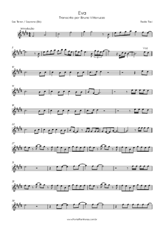 Radio Taxi Eva score for Tenor Saxophone Soprano (Bb)