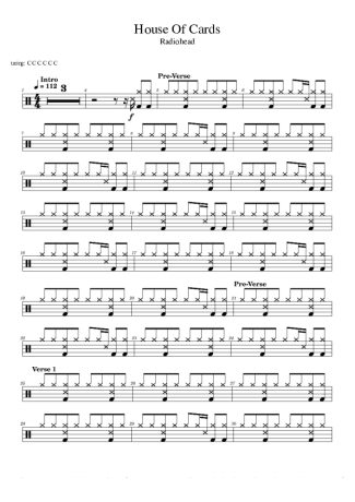 Radiohead House Of Cards score for Drums