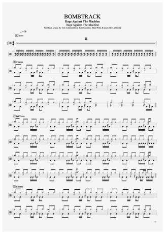 Rage Against The Machine  score for Drums