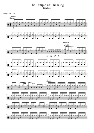 Rainbow The Temple Of The King score for Drums
