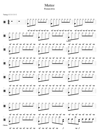 Rammstein Mutter score for Drums