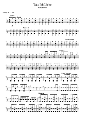 Rammstein Was Ich Liebe score for Drums