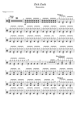 Rammstein Zick Zack score for Drums