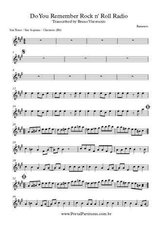 Ramones Do You Remember Rock 'n' Roll Radio? score for Tenor Saxophone Soprano (Bb)