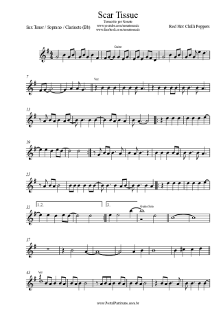 Red Hot Chili Peppers  score for Tenor Saxophone Soprano (Bb)