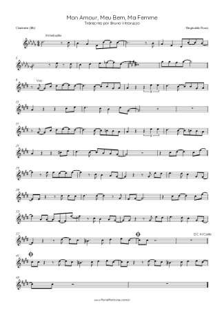 Reginaldo Rossi  score for Clarinet (Bb)