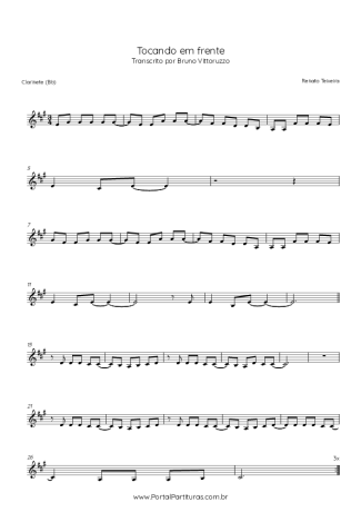 Renato Teixeira Tocando Em Frente score for Clarinet (Bb)