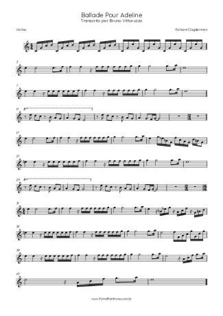 Richard Clayderman Ballade Pour Adeline score for Violin