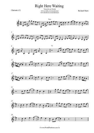 Richard Marx Right Here Waiting score for Clarinet (C)