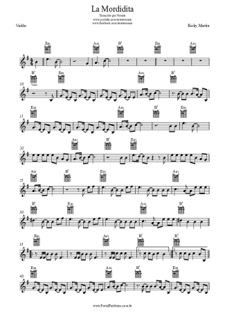 Ricky Martin La Mordidita score for Acoustic Guitar