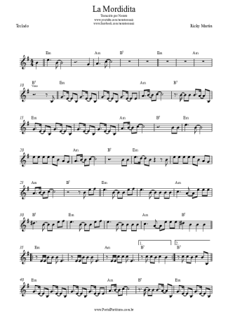 Ricky Martin La Mordidita score for Keyboard
