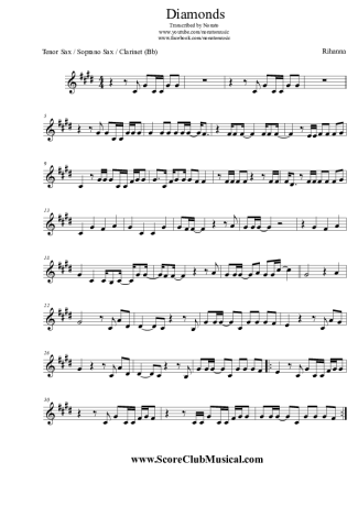 Rihanna  score for Clarinet (Bb)