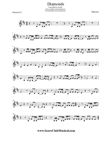 Rihanna Diamonds score for Clarinet (C)