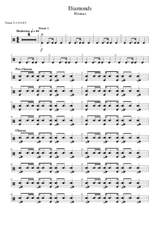 Rihanna Diamonds score for Drums