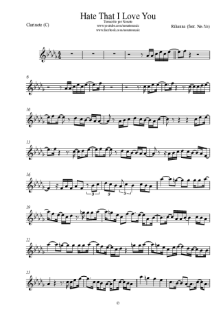 Rihanna  score for Clarinet (C)