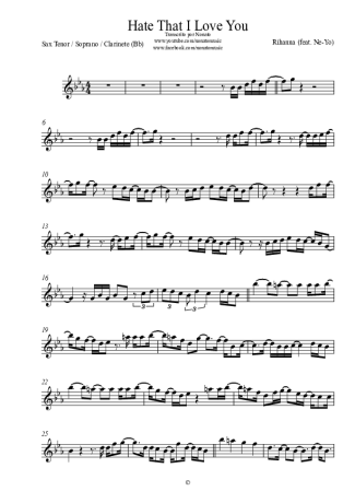 Rihanna Hate That I Love You score for Tenor Saxophone Soprano (Bb)