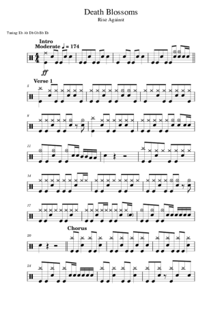 Rise Against Death Blossoms score for Drums