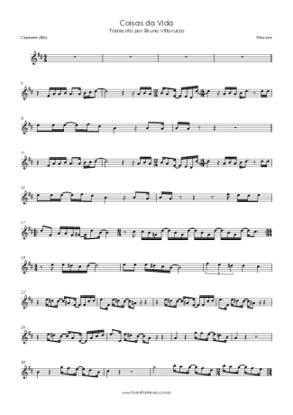 Rita Lee Coisas Da Vida score for Clarinet (Bb)