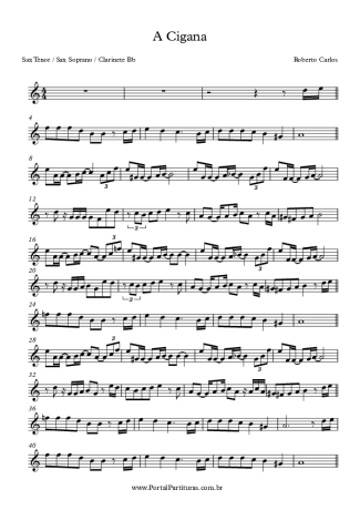 Roberto Carlos A Cigana score for Clarinet (Bb)