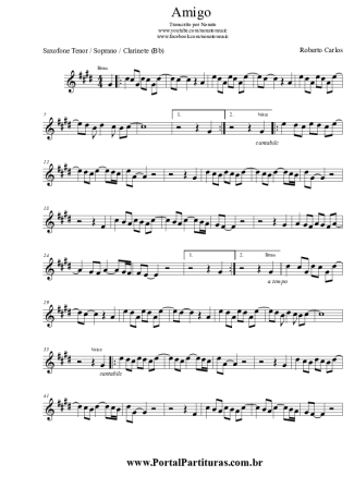 Roberto Carlos Amigo score for Clarinet (Bb)