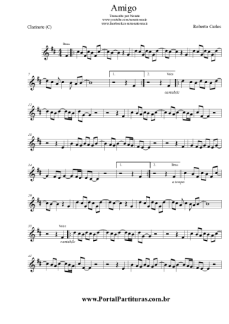 Roberto Carlos Amigo score for Clarinet (C)