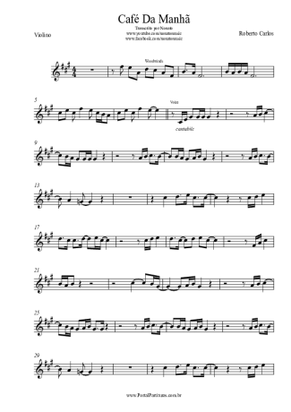 Roberto Carlos Café Da Manhã score for Violin