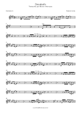 Roberto Carlos Desabafo score for Clarinet (C)