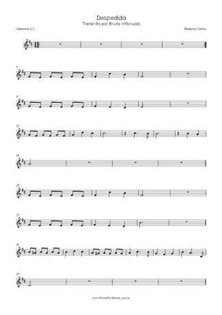 Roberto Carlos Despedida score for Clarinet (C)