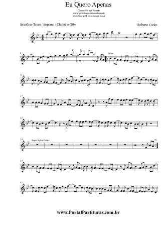 Roberto Carlos  score for Clarinet (Bb)