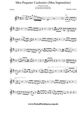 Roberto Carlos Meu Pequeno Cachoeiro (Meu Itapemirim) score for Violin