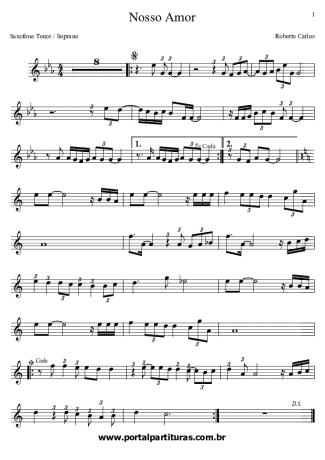 Roberto Carlos Nosso Amor score for Clarinet (Bb)