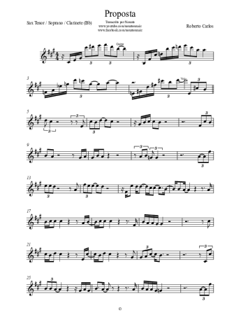 Roberto Carlos  score for Clarinet (Bb)