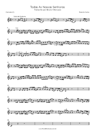 Roberto Carlos  score for Clarinet (C)