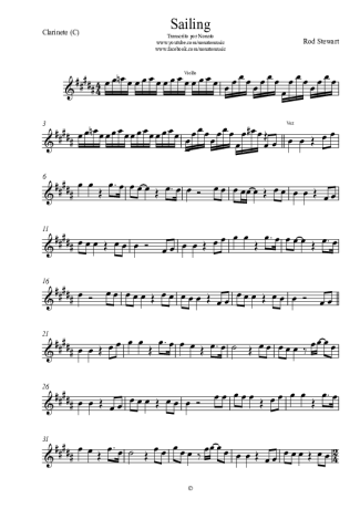 Rod Stewart Sailing score for Clarinet (C)