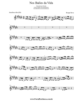 Roupa Nova  score for Alto Saxophone