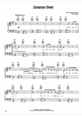 Roxette  score for Piano