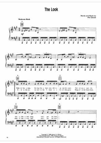 Roxette  score for Piano