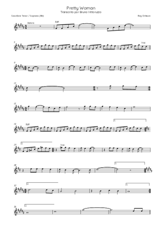 Roy Orbison  score for Tenor Saxophone Soprano (Bb)