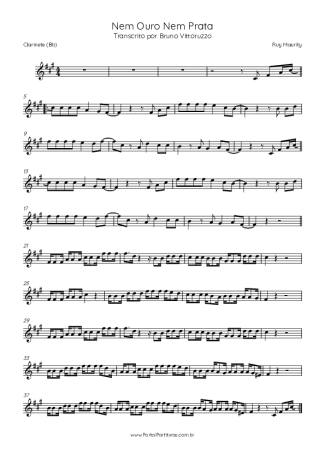 Ruy Maurity Nem Ouro Nem Prata score for Clarinet (Bb)