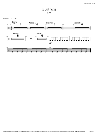 S10 Buut Vrij score for Drums