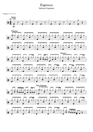 Sabrina Carpenter Espresso score for Drums