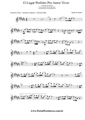 Sandy e Junior  score for Clarinet (Bb)