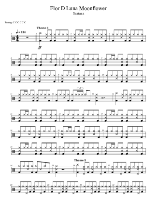 Santana Flor D Luna Moonflower score for Drums