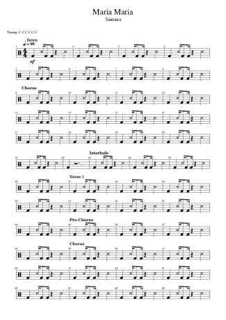 Santana Maria Maria score for Drums