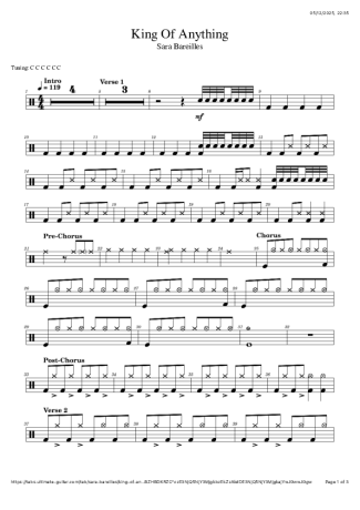 Sara Bareilles King Of Anything score for Drums