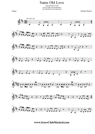 Selena Gomez Same Old  Love score for Violin