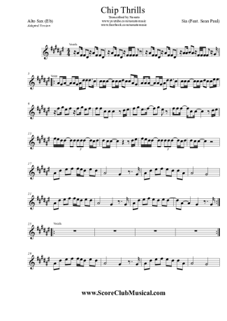 Sia  score for Alto Saxophone