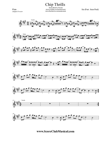 Sia  score for Flute