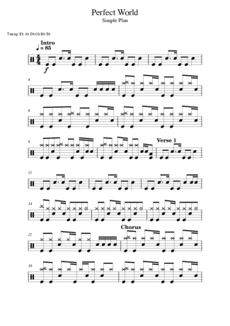 Simple Plan Perfect World score for Drums