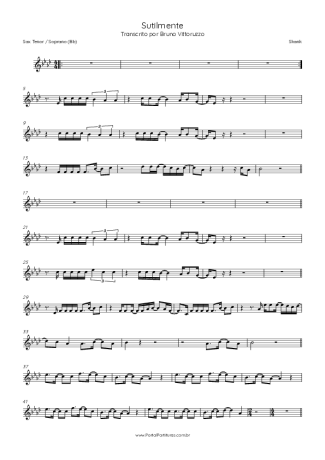 Skank Sutilmente score for Tenor Saxophone Soprano (Bb)